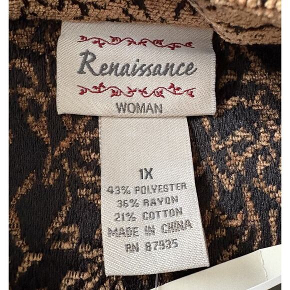 NWT Renaissance Womsn Brown Black Textured Zip Blazer Jacket Career Size 1X - Picture 4 of 5
